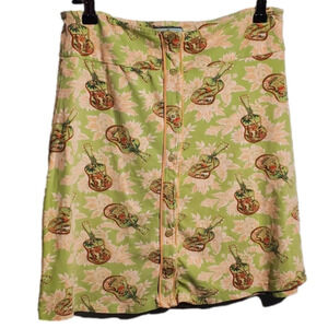 Louie & Lucie Hawaiian Guitar/ Ukulele Cotton Mini Skirt Size Small Green Pink